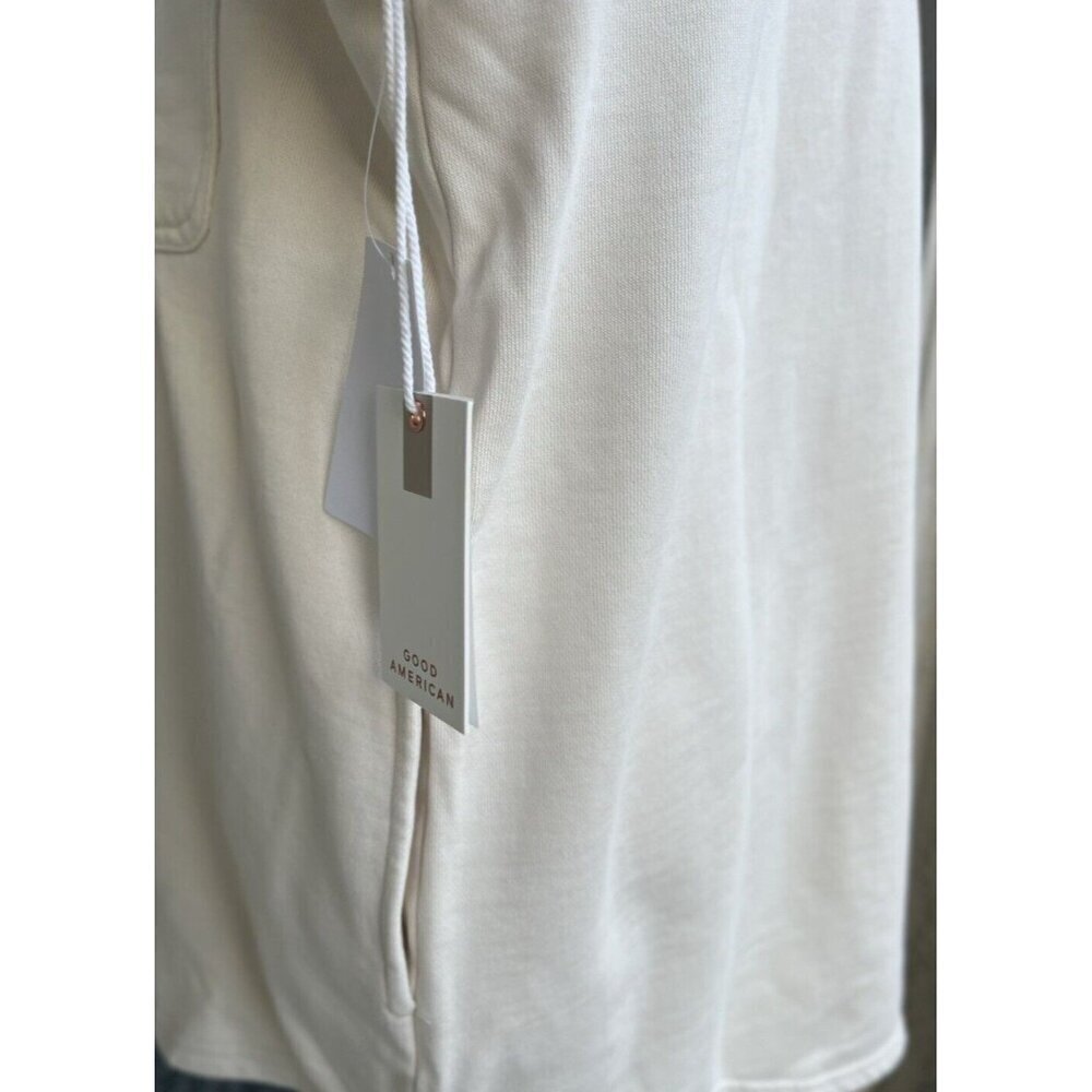 GSO235 Good American Cotton Fleece Shacket Shirt Jacket Size 3/4 Bone - Picture 6 of 14